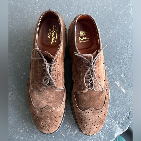 RARE Alden brown suede wingtip, modified last, size 7.5D - Picture 6 of 7